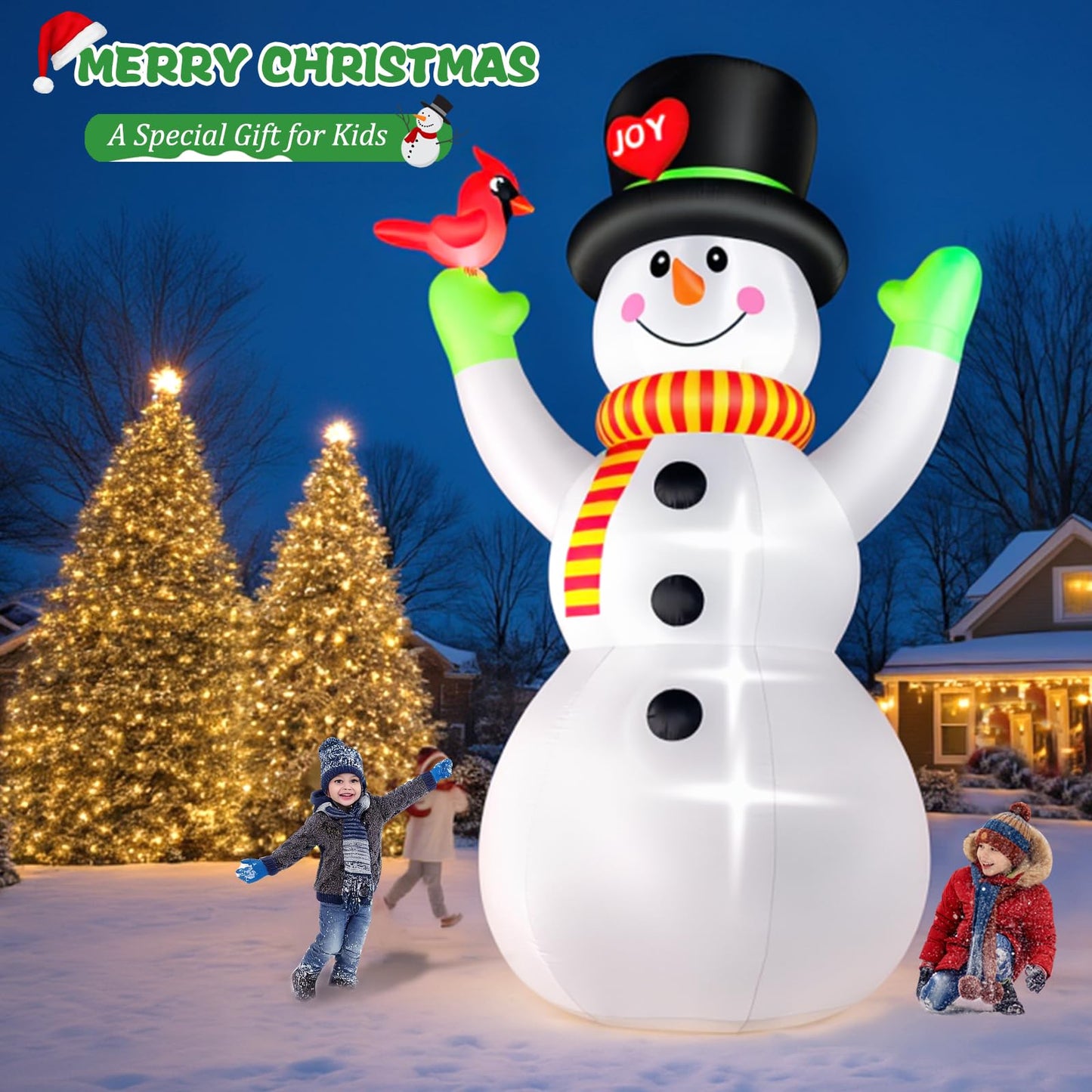 10 FT Christmas Inflatable Santa Claus Outdoor Decor for Yard, Giant Blow up Santa Decoration with Big Gift Bag, Built-in LED Lights for Garden Lawn Home Indoor Winter Holiday Party IP44 Weatherproof