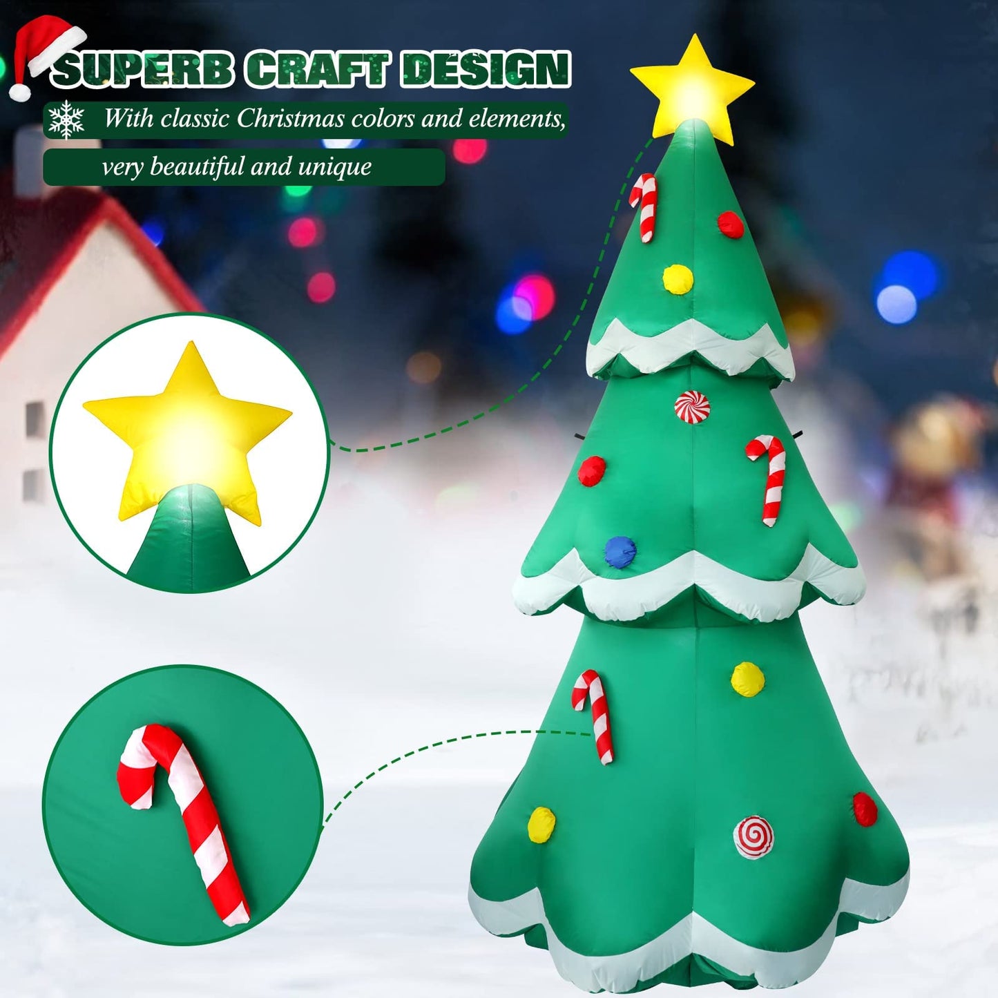 10 FT Christmas Inflatable Santa Claus Outdoor Decor for Yard, Giant Blow up Santa Decoration with Big Gift Bag, Built-in LED Lights for Garden Lawn Home Indoor Winter Holiday Party IP44 Weatherproof