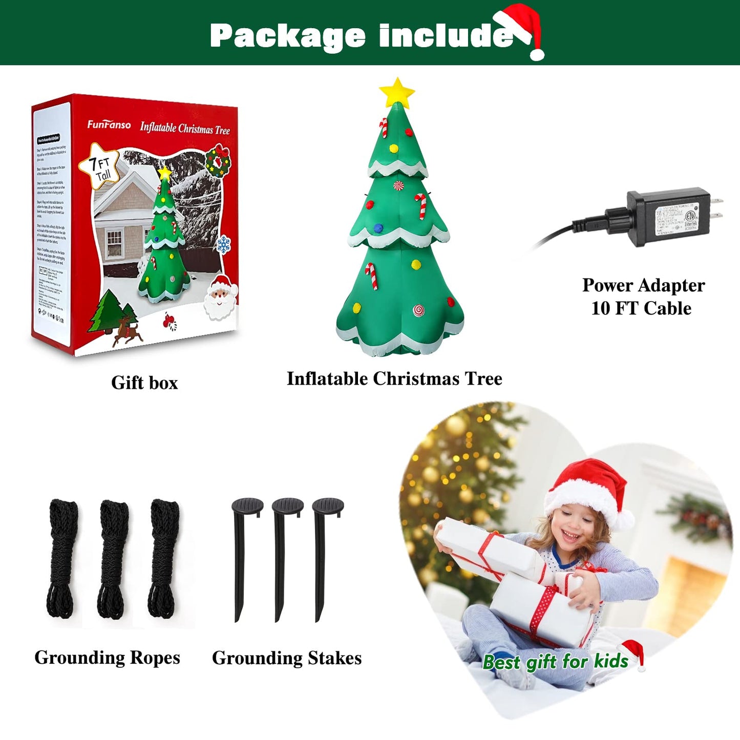 10 FT Christmas Inflatable Santa Claus Outdoor Decor for Yard, Giant Blow up Santa Decoration with Big Gift Bag, Built-in LED Lights for Garden Lawn Home Indoor Winter Holiday Party IP44 Weatherproof