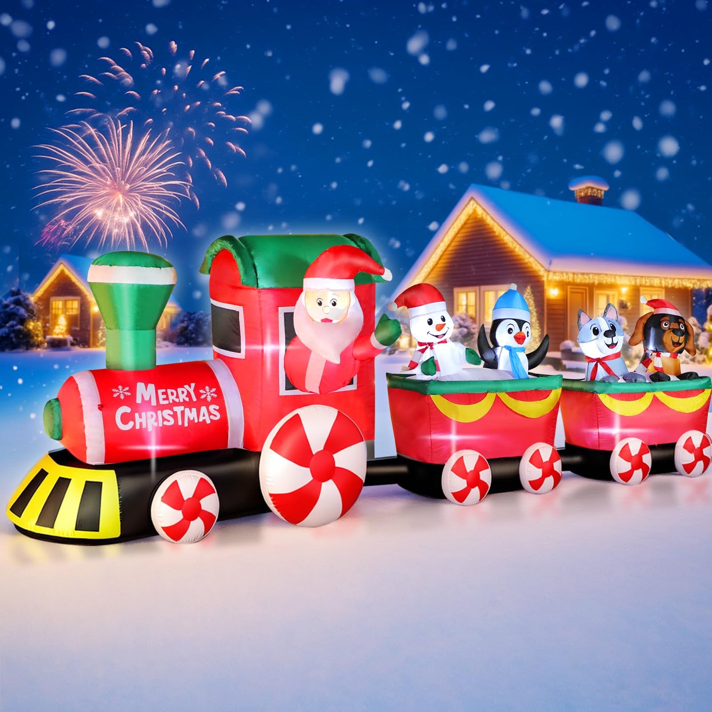 10 FT Christmas Inflatable Santa Claus Outdoor Decor for Yard, Giant Blow up Santa Decoration with Big Gift Bag, Built-in LED Lights for Garden Lawn Home Indoor Winter Holiday Party IP44 Weatherproof