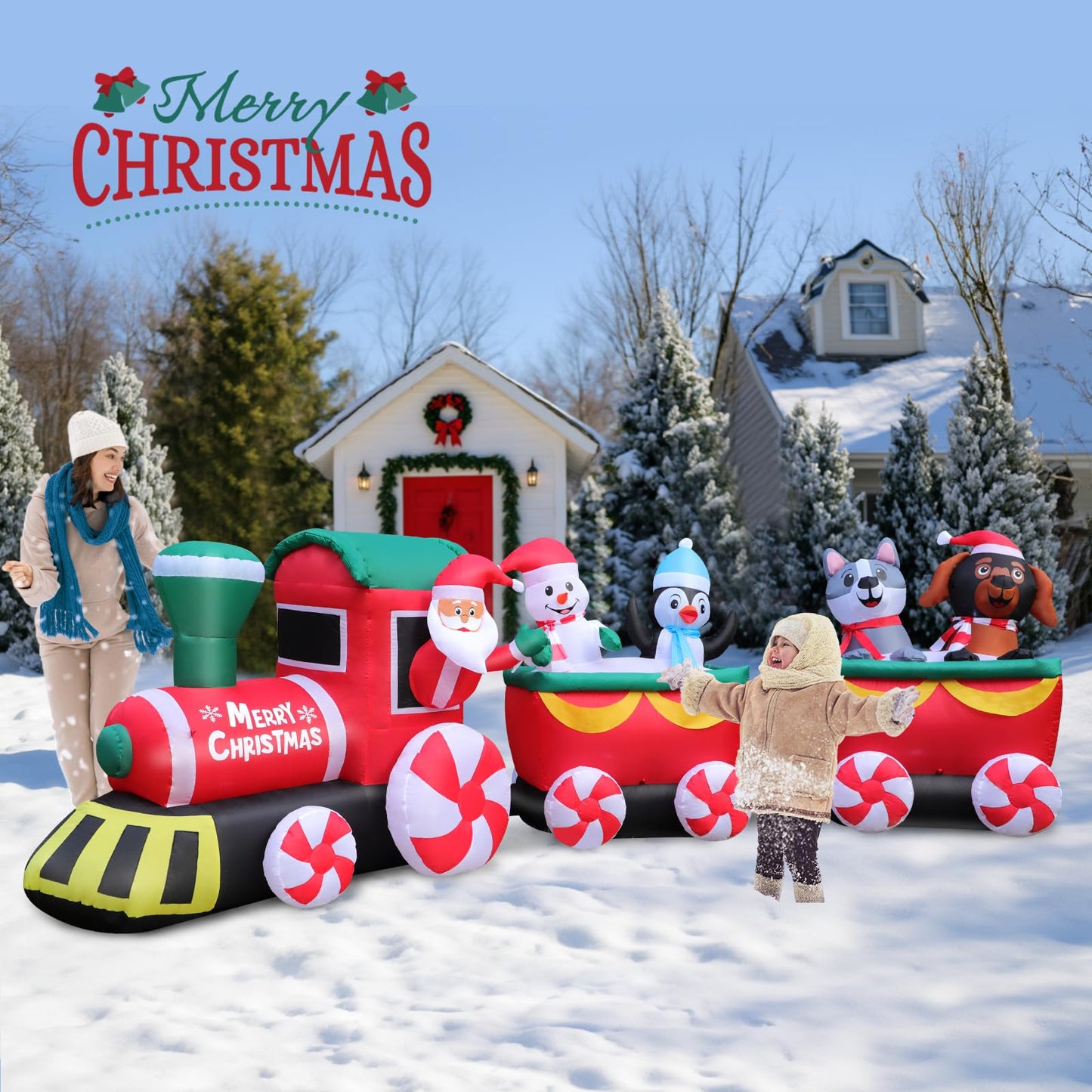 10 FT Christmas Inflatable Santa Claus Outdoor Decor for Yard, Giant Blow up Santa Decoration with Big Gift Bag, Built-in LED Lights for Garden Lawn Home Indoor Winter Holiday Party IP44 Weatherproof