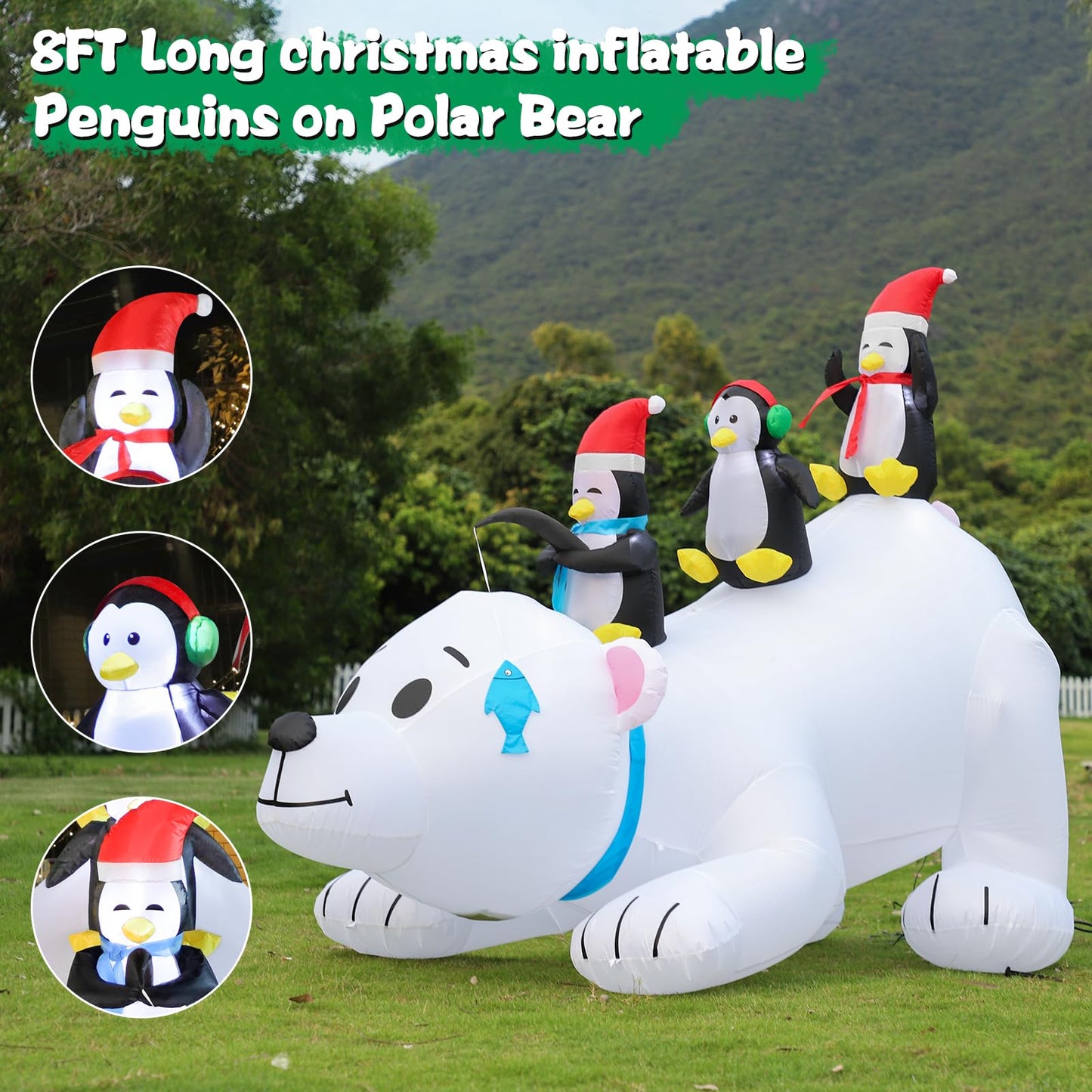 10 FT Christmas Inflatable Santa Claus Outdoor Decor for Yard, Giant Blow up Santa Decoration with Big Gift Bag, Built-in LED Lights for Garden Lawn Home Indoor Winter Holiday Party IP44 Weatherproof