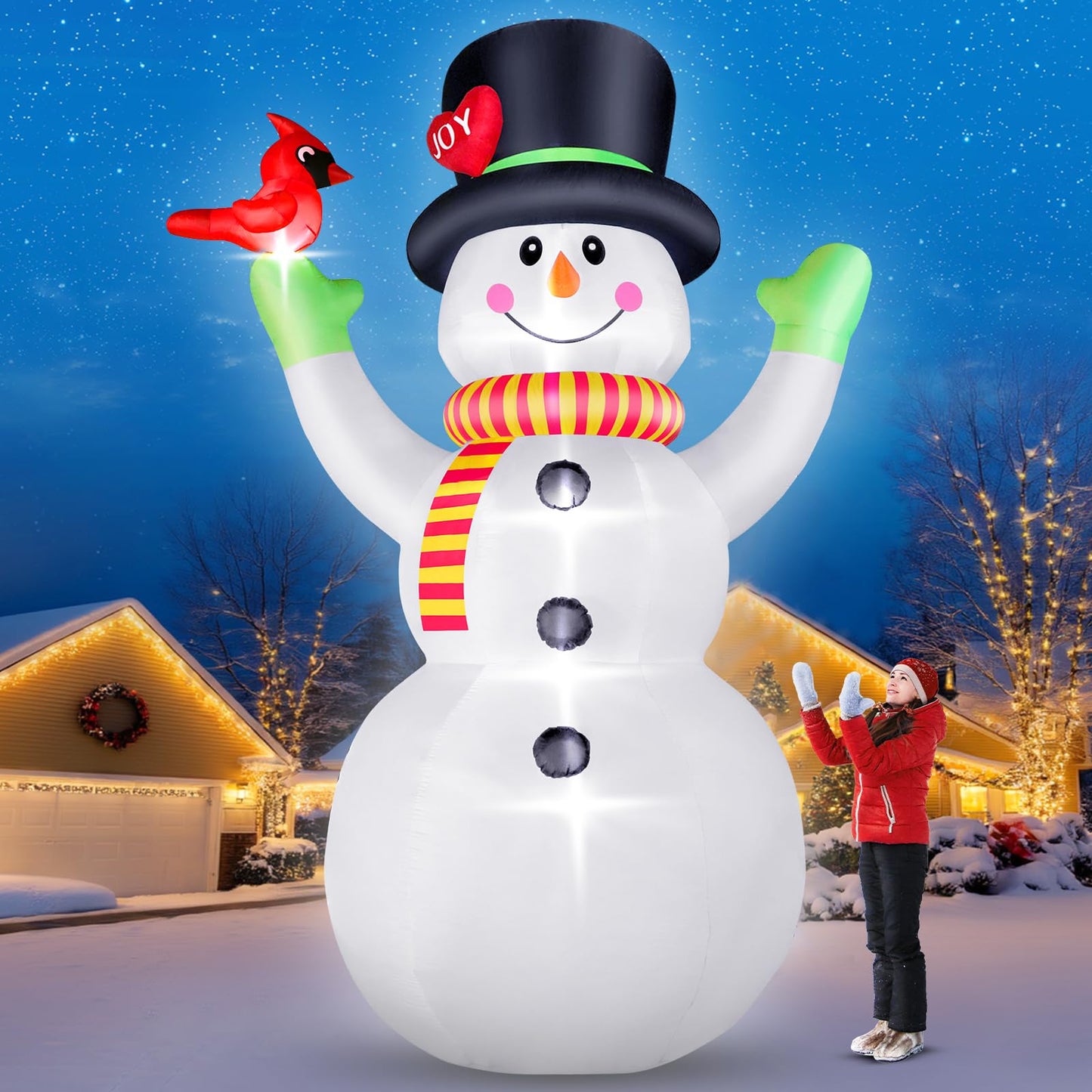 10 FT Christmas Inflatable Santa Claus Outdoor Decor for Yard, Giant Blow up Santa Decoration with Big Gift Bag, Built-in LED Lights for Garden Lawn Home Indoor Winter Holiday Party IP44 Weatherproof