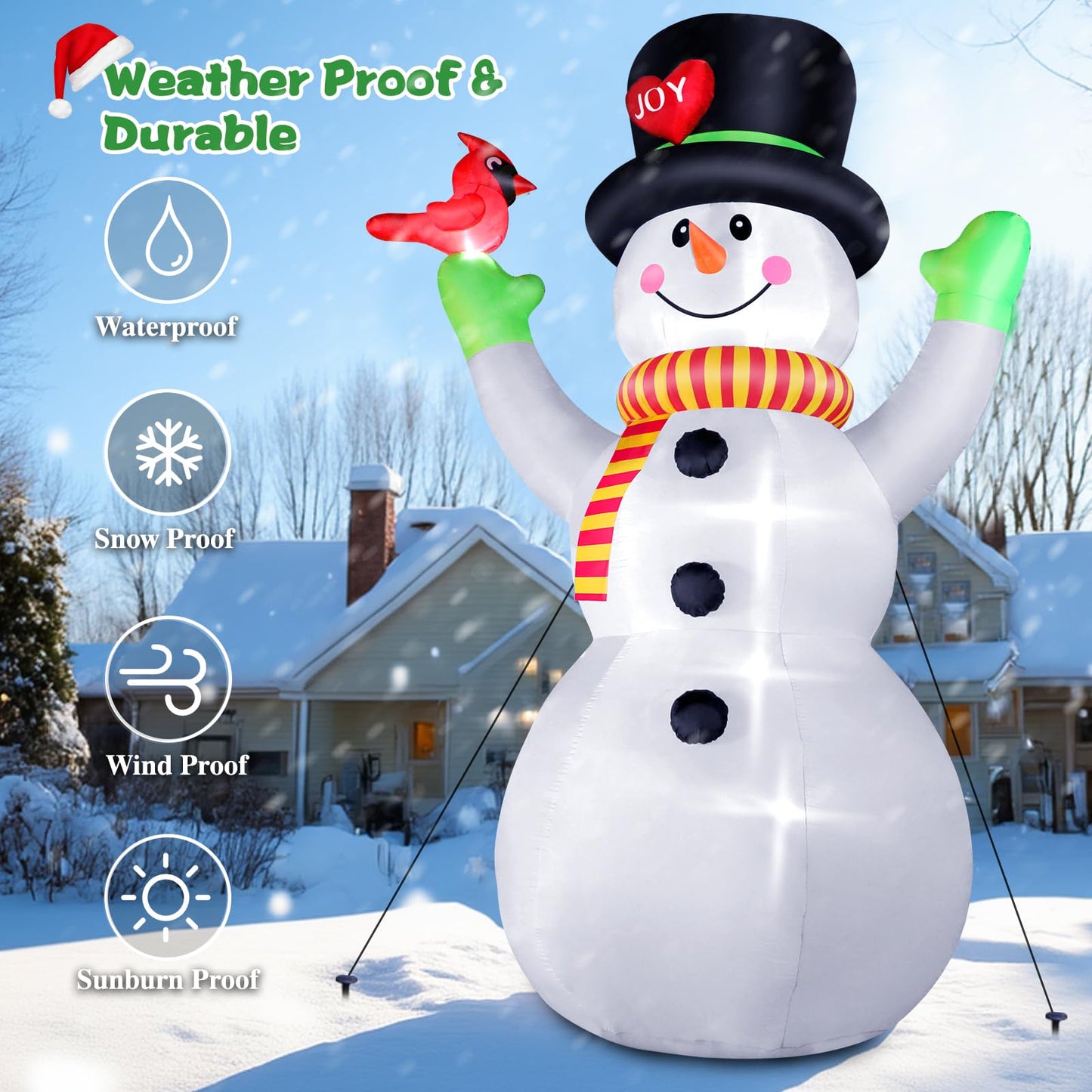 10 FT Christmas Inflatable Santa Claus Outdoor Decor for Yard, Giant Blow up Santa Decoration with Big Gift Bag, Built-in LED Lights for Garden Lawn Home Indoor Winter Holiday Party IP44 Weatherproof