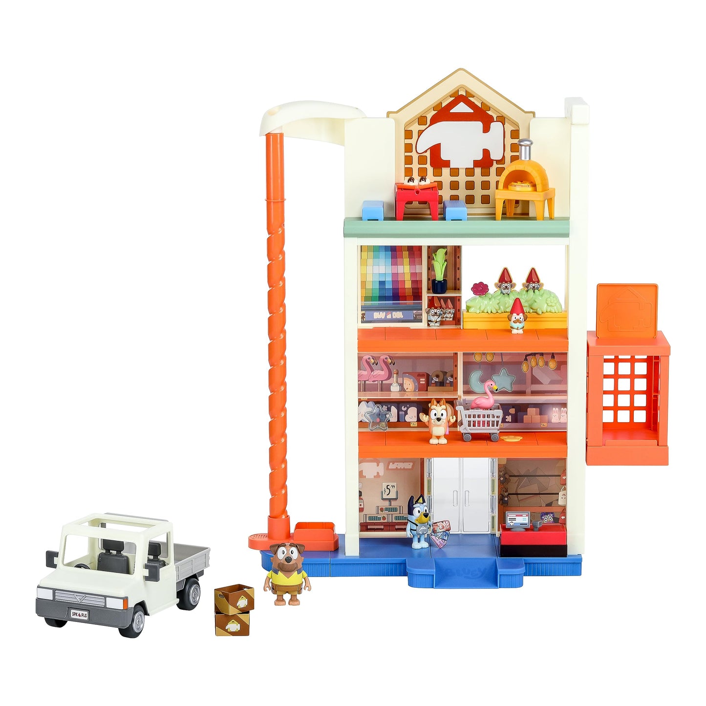 Bluey and Bingo Supermarket Playset with Escalator, Pretend Play Toys for Toddlers, Sounds and 15 Pieces, Grocery Store Playset