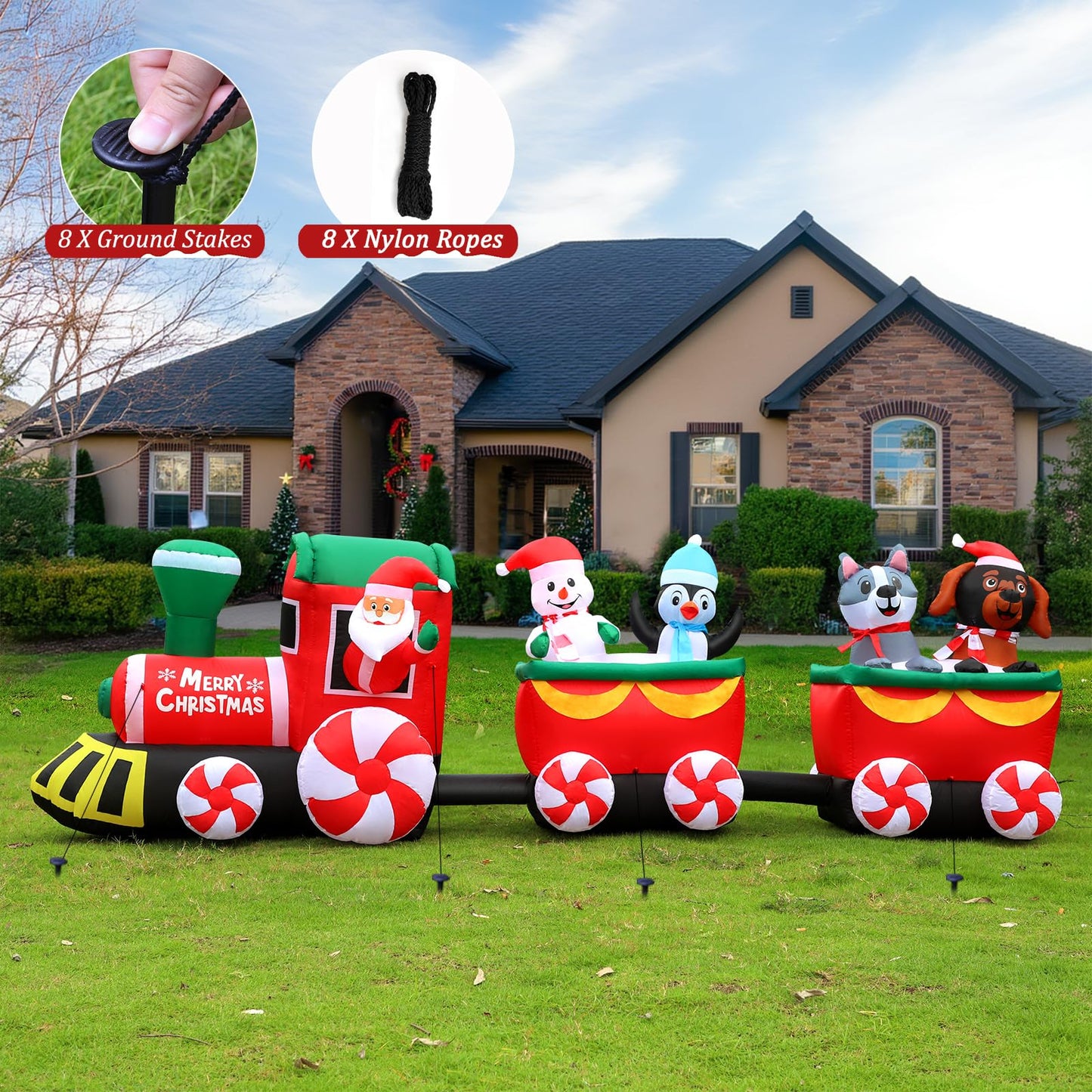 10 FT Christmas Inflatable Santa Claus Outdoor Decor for Yard, Giant Blow up Santa Decoration with Big Gift Bag, Built-in LED Lights for Garden Lawn Home Indoor Winter Holiday Party IP44 Weatherproof