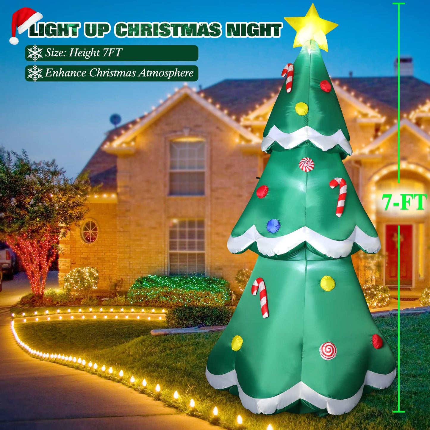 10 FT Christmas Inflatable Santa Claus Outdoor Decor for Yard, Giant Blow up Santa Decoration with Big Gift Bag, Built-in LED Lights for Garden Lawn Home Indoor Winter Holiday Party IP44 Weatherproof