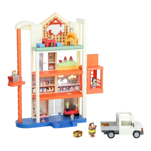 Bluey and Bingo Supermarket Playset with Escalator, Pretend Play Toys for Toddlers, Sounds and 15 Pieces, Grocery Store Playset