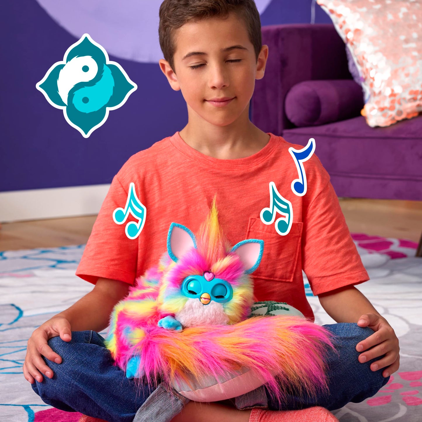 FURBY DJ Interactive Toy, Super Snuggly Rainbow Electronic Plush with Music, Lights, Motion, & Games, Speaks English & Furbish, 32in Long, Ages 6+