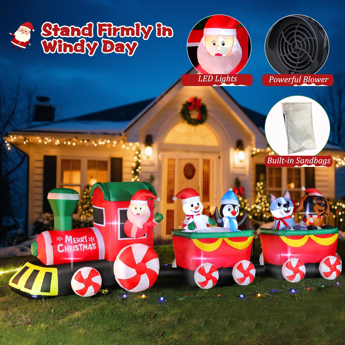 10 FT Christmas Inflatable Santa Claus Outdoor Decor for Yard, Giant Blow up Santa Decoration with Big Gift Bag, Built-in LED Lights for Garden Lawn Home Indoor Winter Holiday Party IP44 Weatherproof