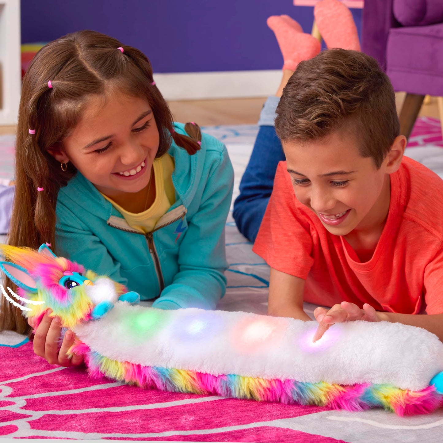 FURBY DJ Interactive Toy, Super Snuggly Rainbow Electronic Plush with Music, Lights, Motion, & Games, Speaks English & Furbish, 32in Long, Ages 6+