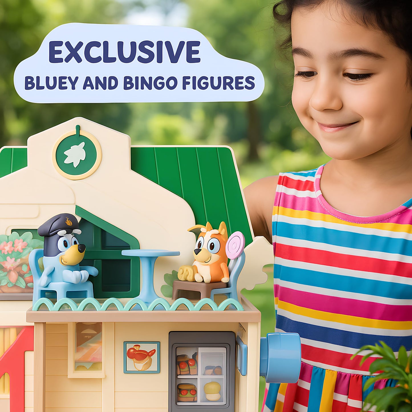 Bluey and Bingo Supermarket Playset with Escalator, Pretend Play Toys for Toddlers, Sounds and 15 Pieces, Grocery Store Playset