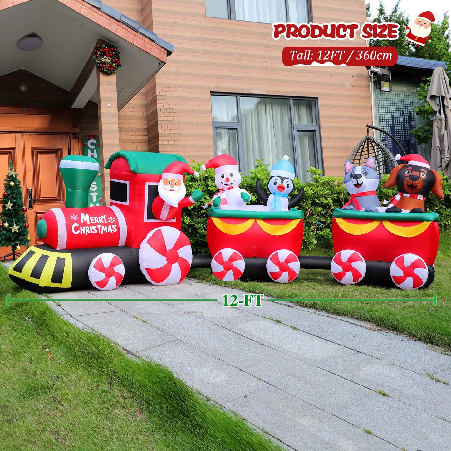 10 FT Christmas Inflatable Santa Claus Outdoor Decor for Yard, Giant Blow up Santa Decoration with Big Gift Bag, Built-in LED Lights for Garden Lawn Home Indoor Winter Holiday Party IP44 Weatherproof