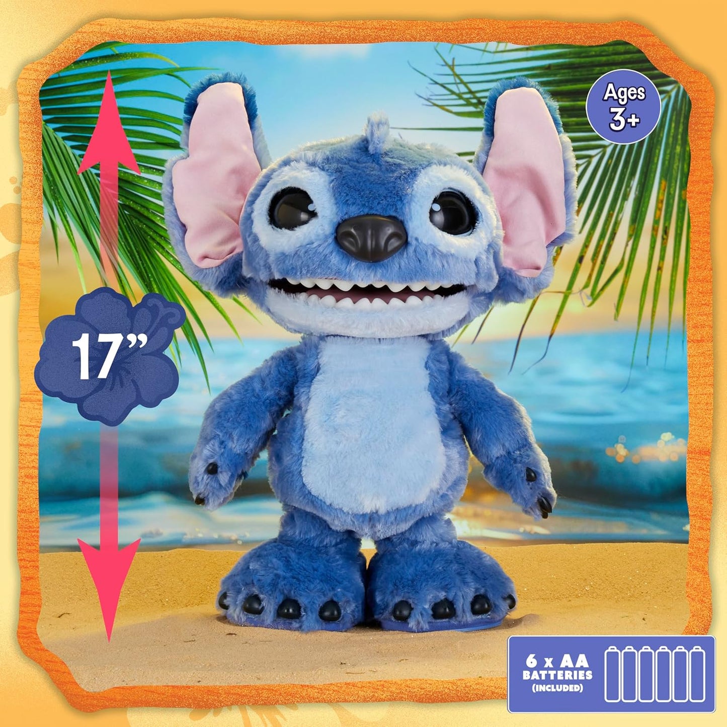 Just Play Disney Stitch Ultimate Interactive 17" Plush Toy, 100+ Sounds & Reactions, Inspired by Disney’s Live-Action Lilo & Stitch Film, New Movie Toy for Fans, Girls, Boys, Kids 3 and Up