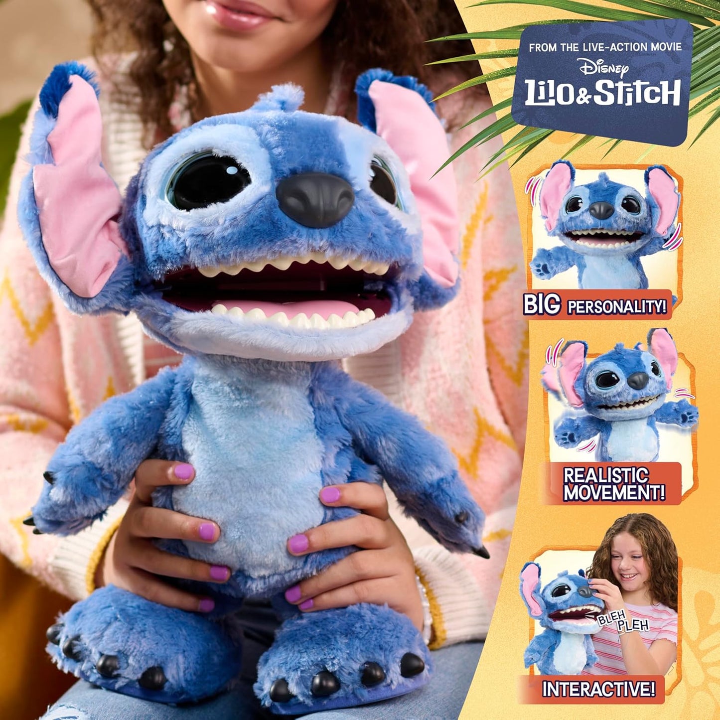 Just Play Disney Stitch Ultimate Interactive 17" Plush Toy, 100+ Sounds & Reactions, Inspired by Disney’s Live-Action Lilo & Stitch Film, New Movie Toy for Fans, Girls, Boys, Kids 3 and Up