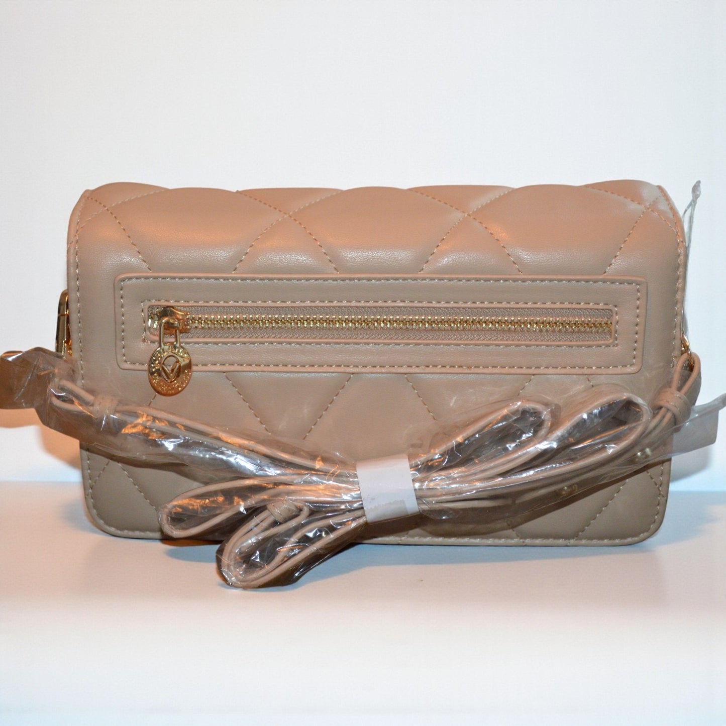 Valentino Orlandi Taupe Vegan Italian Leather Quilted Crossbody Bag $279 MSRP