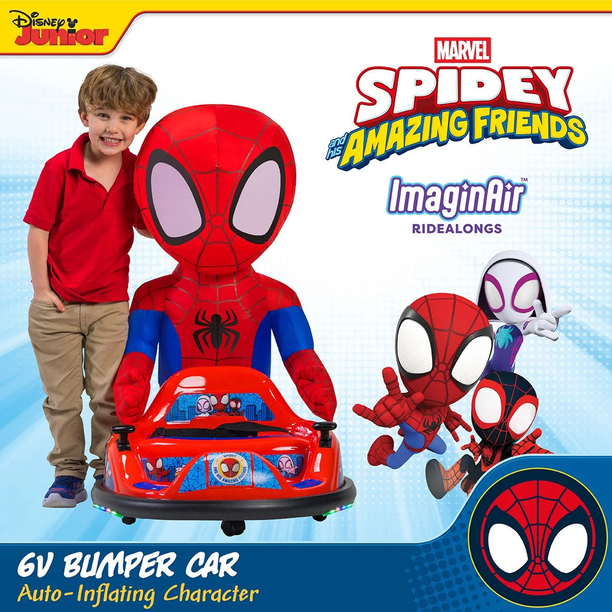Spidey 6V ImaginAir Ride-On Bumper Car with Inflatable Character