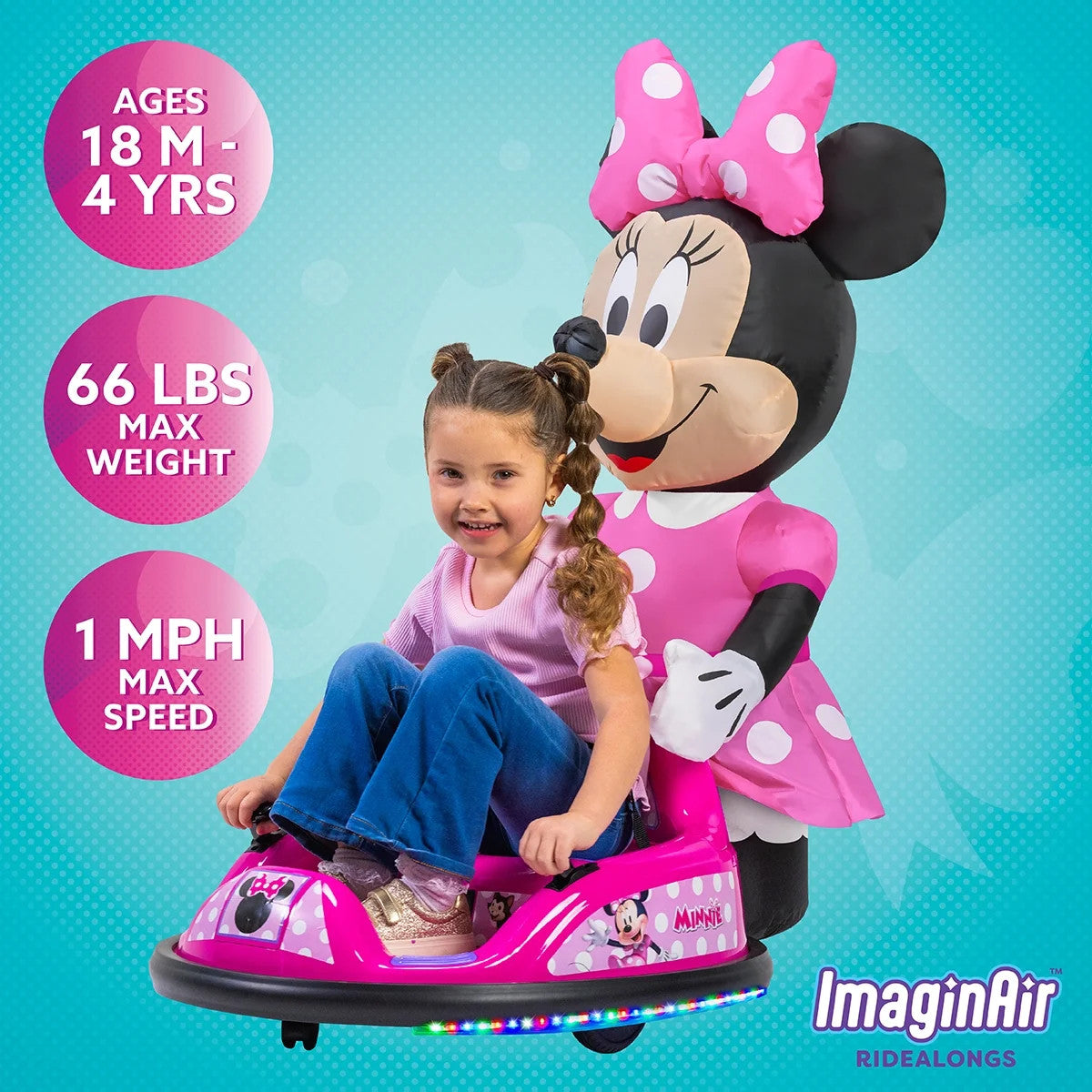 Minnie Mouse® 6V ImaginAir Ride On Bumper Car with Inflatable Character