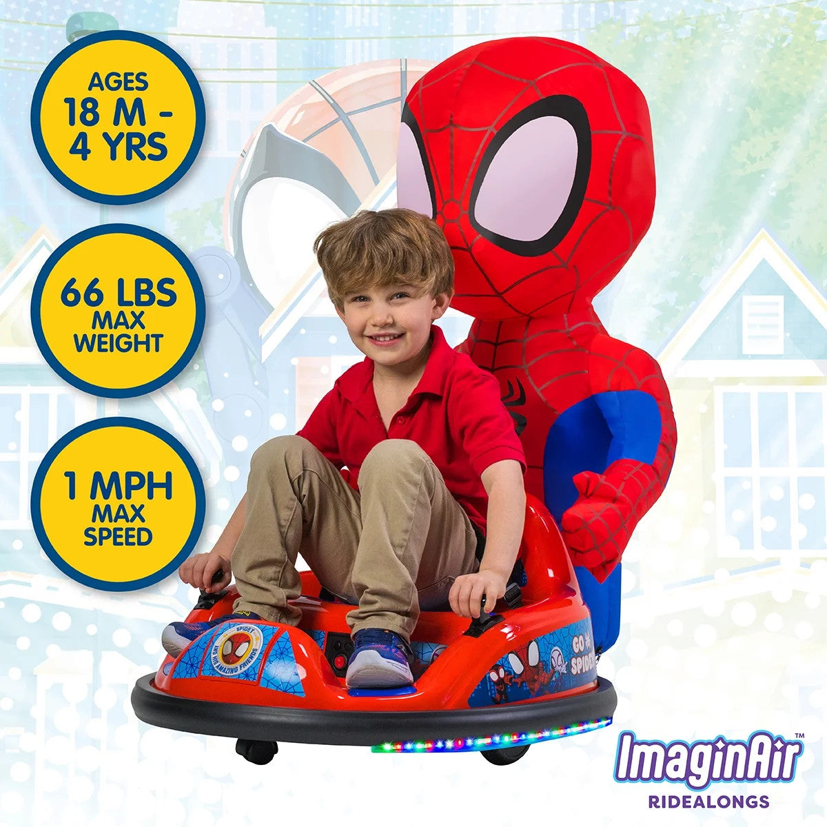 Spidey 6V ImaginAir Ride-On Bumper Car with Inflatable Character