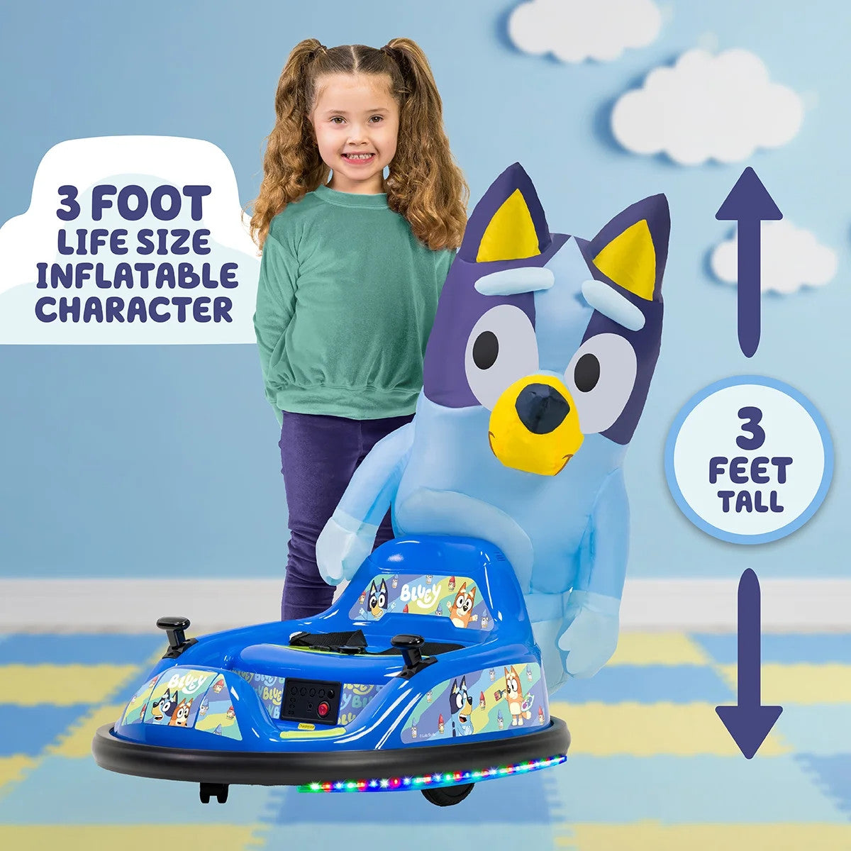 Bluey 6V ImaginAir kids Ride-On Bumper Car with Inflatable Character