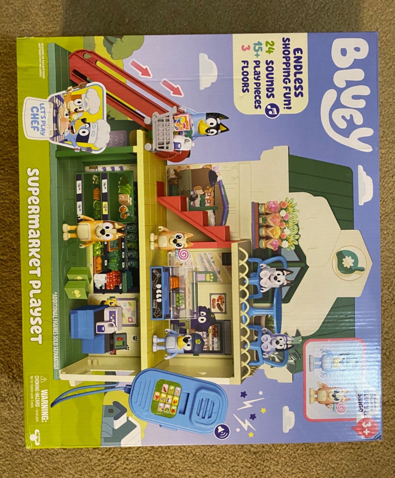 Bluey Supermarket Playset  15-piece Play House NEW in BOX 24 Sounds