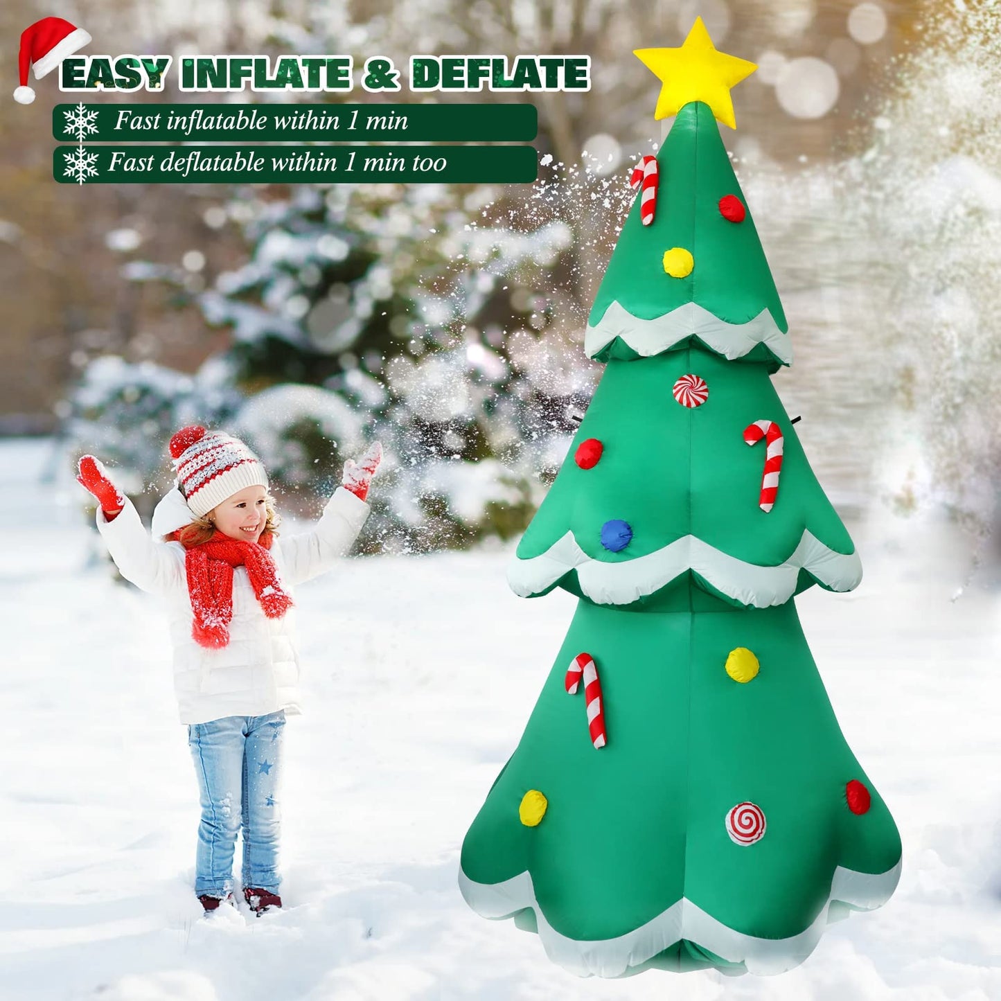 10 FT Christmas Inflatable Santa Claus Outdoor Decor for Yard, Giant Blow up Santa Decoration with Big Gift Bag, Built-in LED Lights for Garden Lawn Home Indoor Winter Holiday Party IP44 Weatherproof